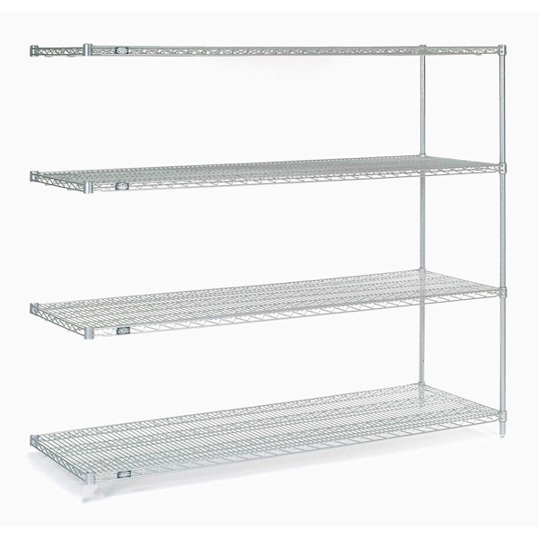 Nexel Nexelate Wire Shelving Add-On, Silver Epoxy, 72W X 24D X 63H A24726EP - main